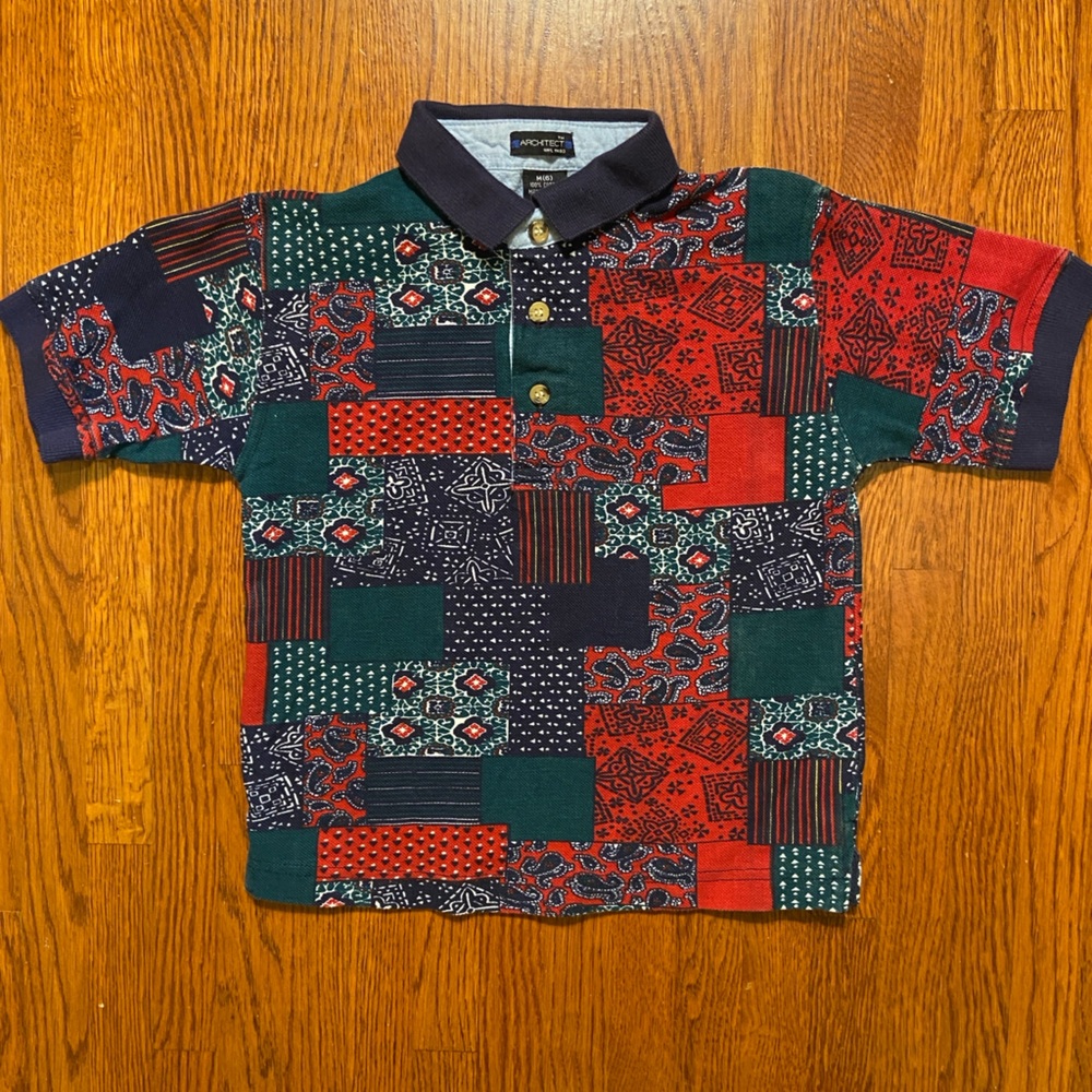 Vintage 90s Patchwork Paisley Polo